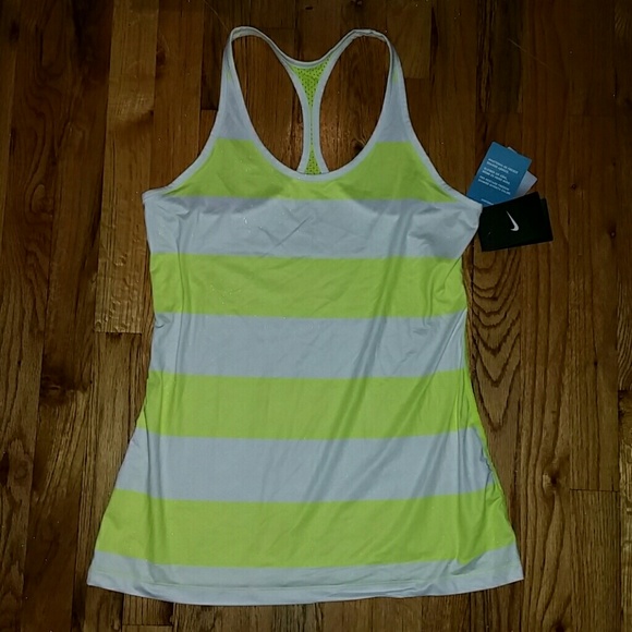 Nike Tops - ❌Nike Dri Fit Neon Yellow/White Racerback Top M