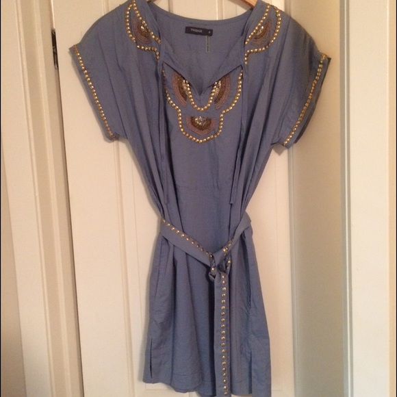 Blue Beaded Tunic Dress