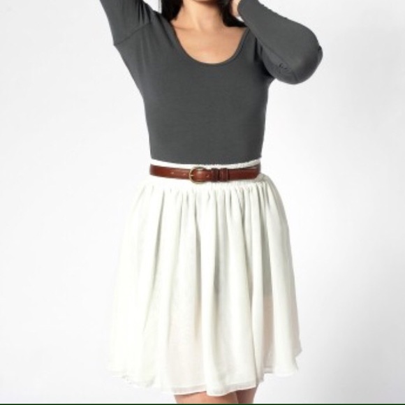American apparel white chiffon double-layer skirt