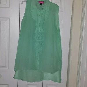 Mint green sheer shirt