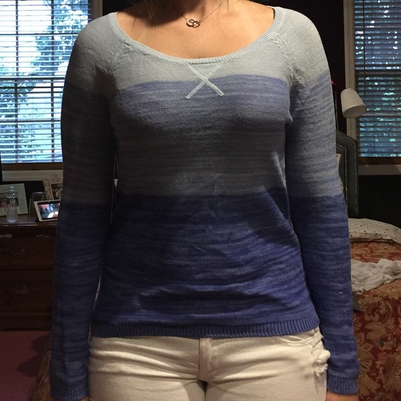 Long Sleeve Blue Ombré Sweater