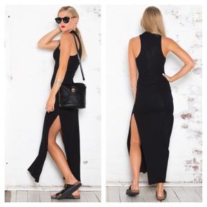 SHOWPO black ribbed maxi slit dress