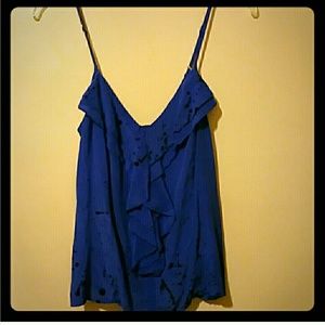 Royal Blue top with black paint splatter