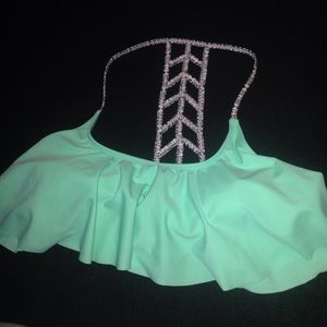 Mint/white/black Charlotte Russe bikini top