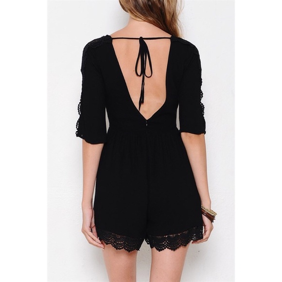 X "Daughter of Eve" Lace Hem Cut Out Plunge Romper - Picture 3 of 4