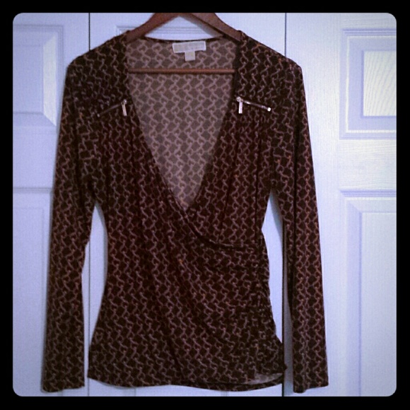 Michael Kors printed faux wrap top