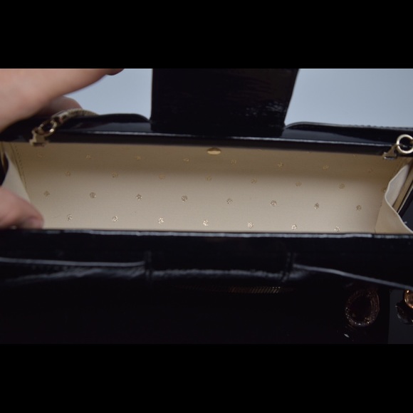 Kate Spade Light Gold Sparkle Spade Bow Clutch - Picture 2 of 4