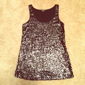 Express black sequin tank top