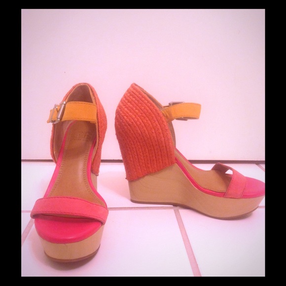 Gianni Bini Pink Ankle Strap Wedges