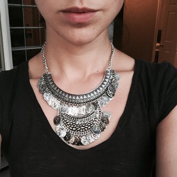 Boho silver statement necklace. NEW!!