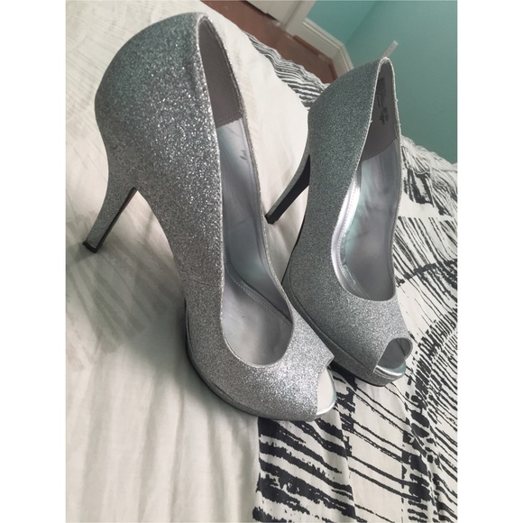 Silver glittery heels