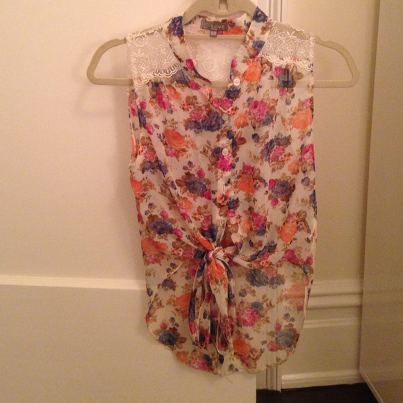 LF floral top with lace back
