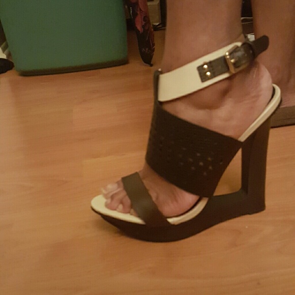 Black and white heels