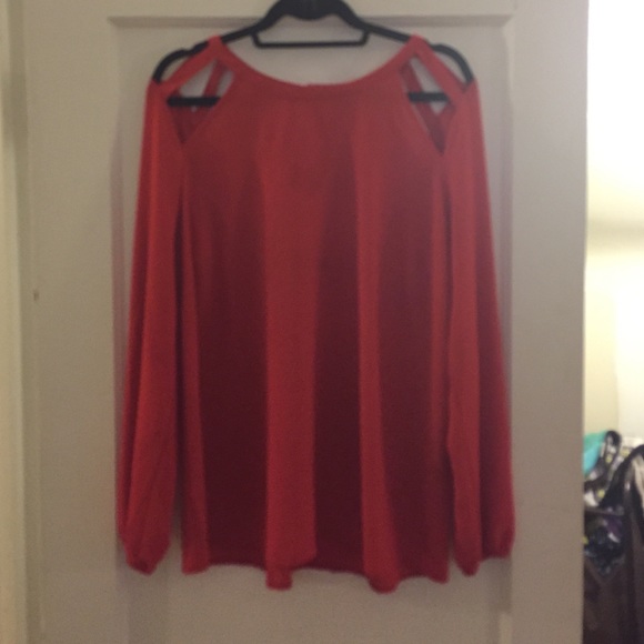 Red top with back cutouts
