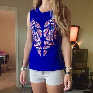 Retro Xhilaration blue top with cut out back