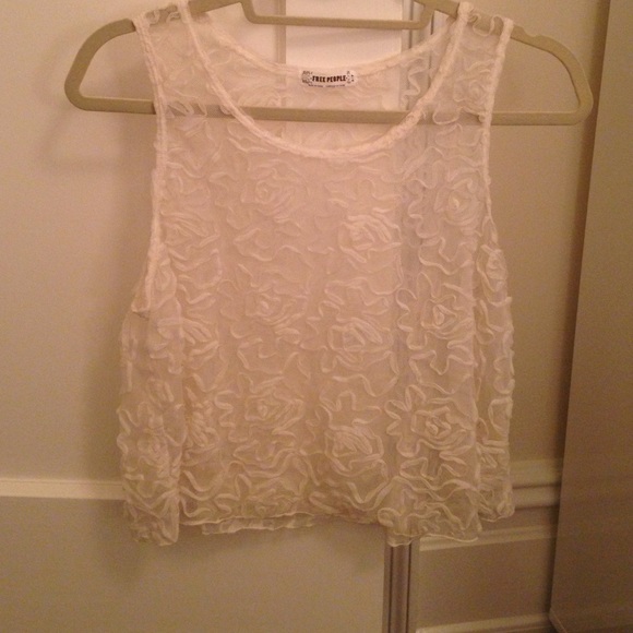 Free people mesh top with floral detail