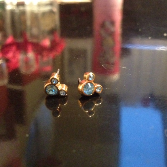 Light blue Mickey Mouse studs with gold