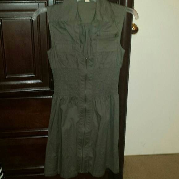 Olive green sleeveless zip up dress