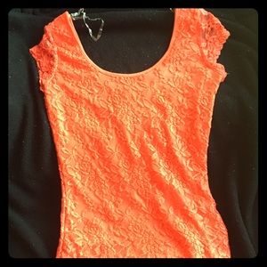 Orange lace top from Self Esteem