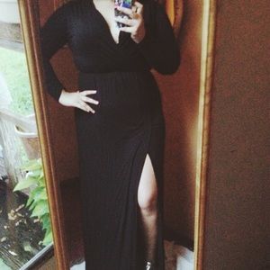 black long sleeve maxi dress