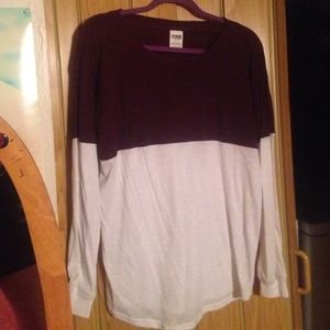 vs pink white and maroon boyfriend long sleeve