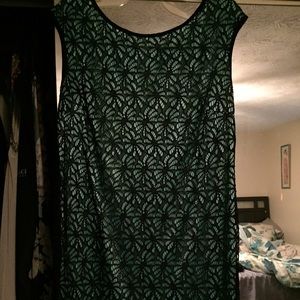 Black lace with mint knee length dress