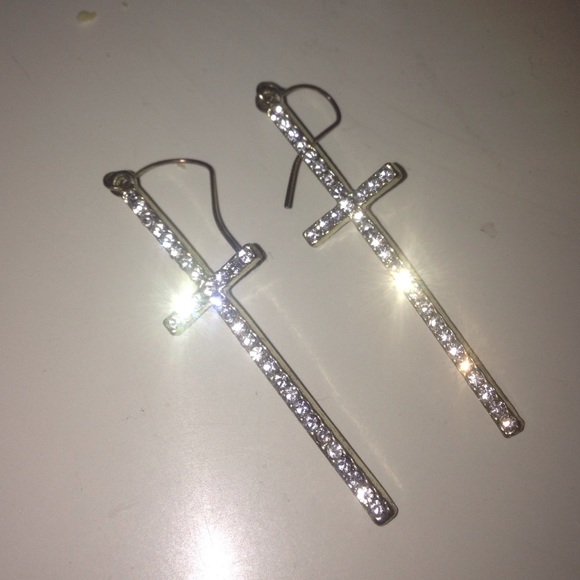 diamond cross earrings.
