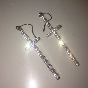 diamond cross earrings.