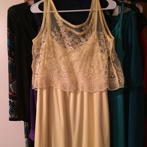 Yellow knee length lace top dress