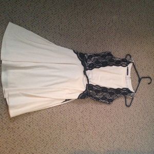 White with black lace dress from Maurice's