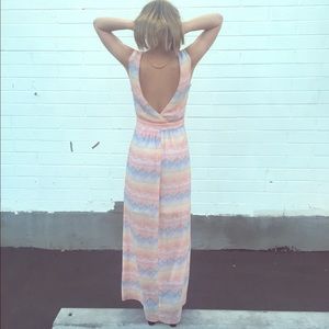 Pastel maxi dress with open back