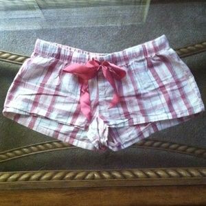 Pink plaid pajama shorts