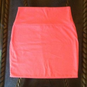 Neon pink fitted skirt