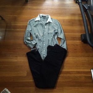 Ralph Lauren | green striped dress shirt