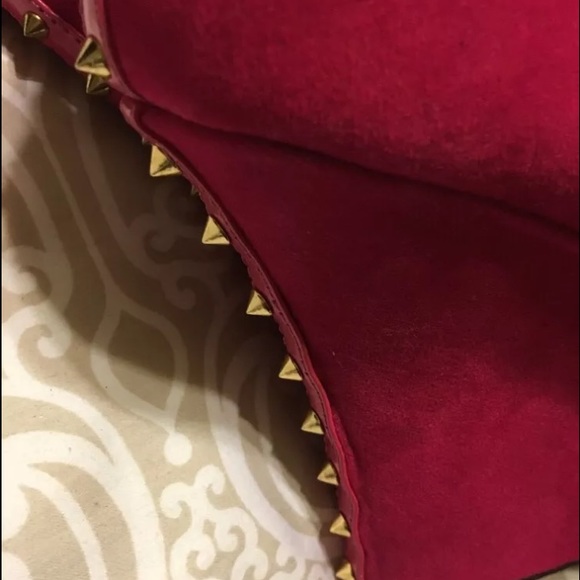 Forever 21 Hot pink gold stud platform wedges SZ 9 - Picture 3 of 3