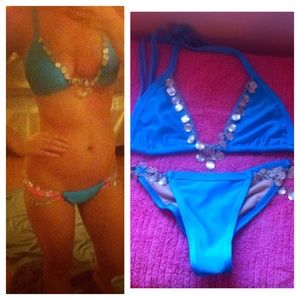 Handmade beach bunny inspired blue bikini