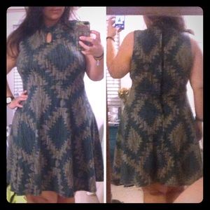 Green fit & flare dress