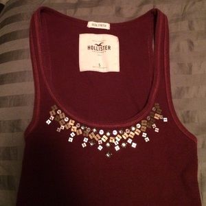 Small Hollister beaded maroon tank top