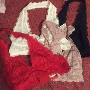 Lace halter bras.