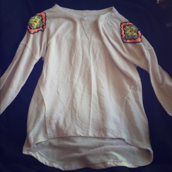 Xhilaration tan top with shoulder embellishments
