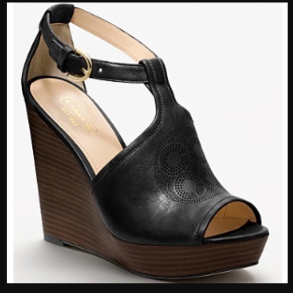 Coach Juday open toe wedges