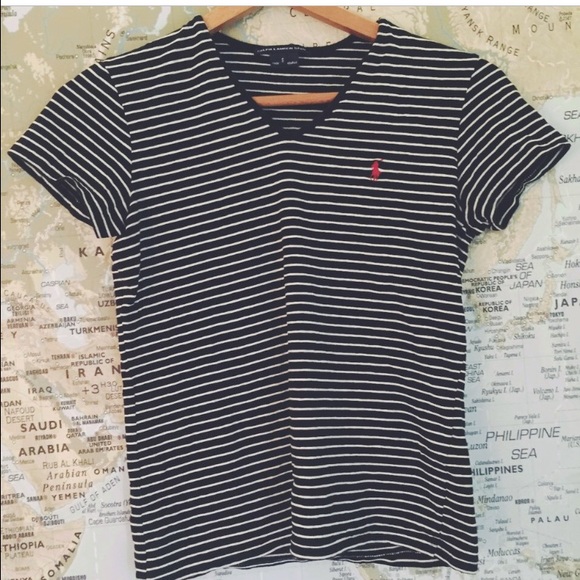 Striped Ralph Lauren Women's V Neck