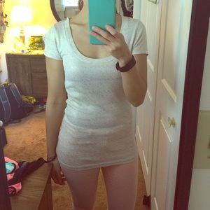 Beige/ gold crewneck shimmery tee J. Crew