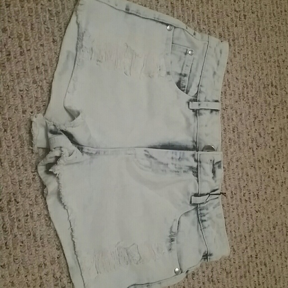 Forever 21 acid wash high waisted shorts