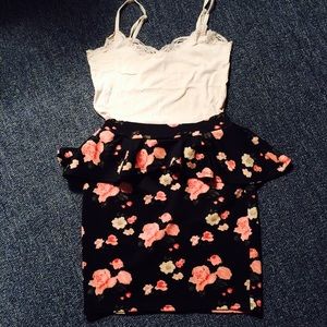 Gypsy Warrior Pink Floral Black Skirt!!!