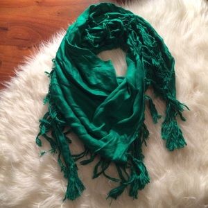 Green Tassel Scarf