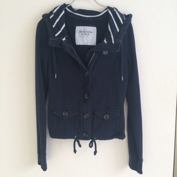 Abercrombie & Fitch navy stripe hoodie