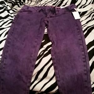 Purple washed denim jeggings