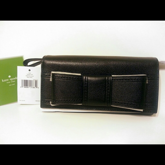 Kate Spade Black Leather Bow Wallet / Clutch - NWT