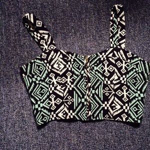 Mint, Black, White Native Print Crop Top!!!